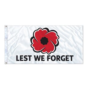 FLAG POPPY "LEST WE FORGET" 27" X 54" GROMMET (2)